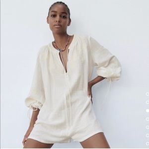 Zara Romper With Floral Embroidery